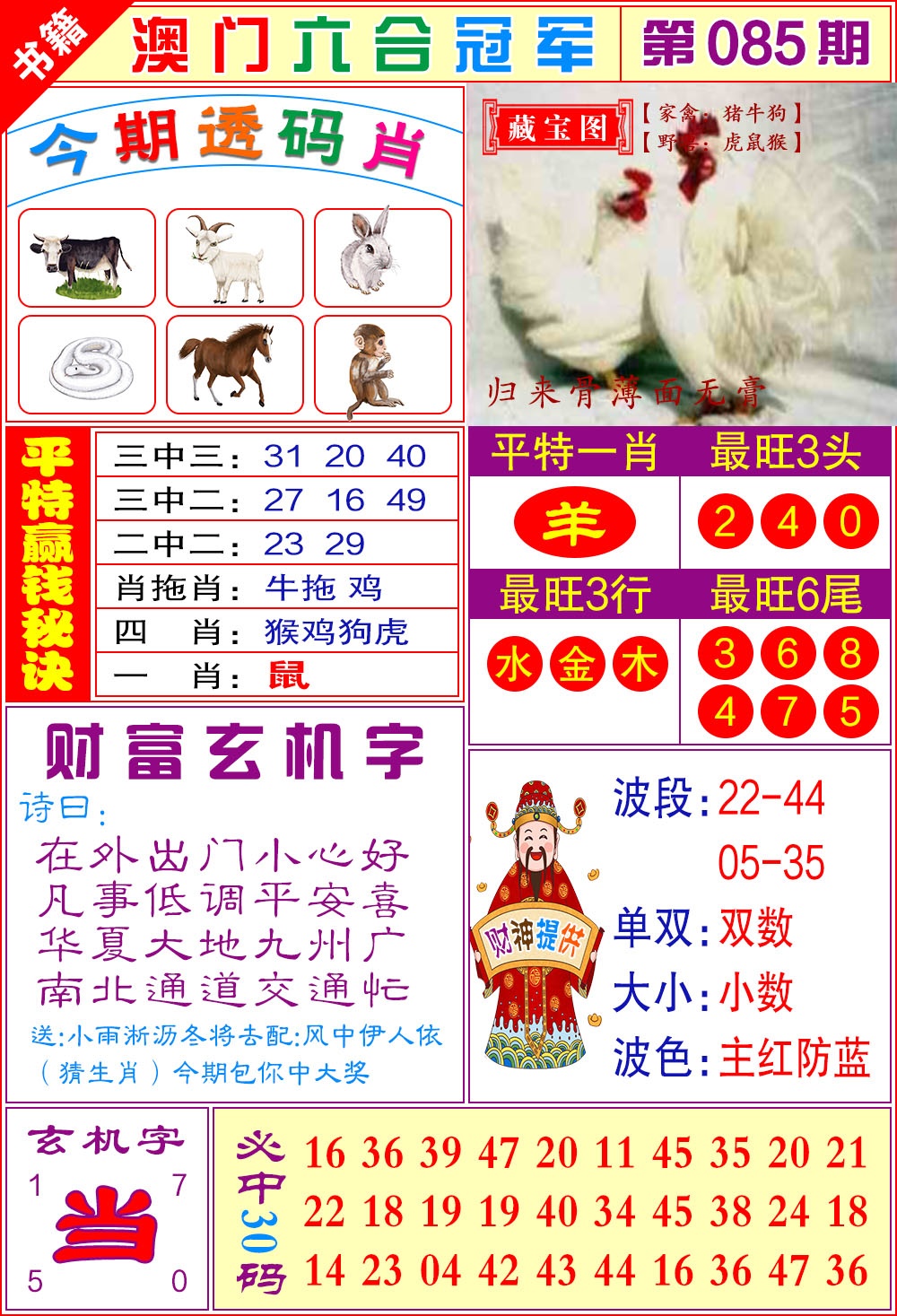 085期澳门六合冠军[图]